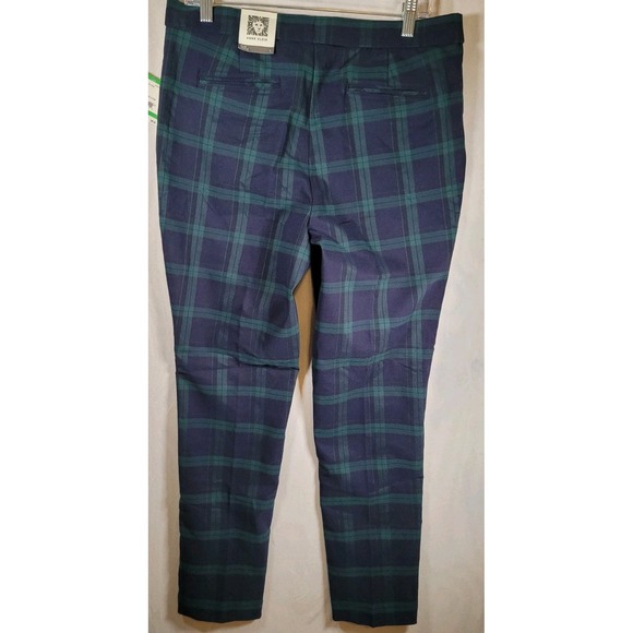Anne Klein Pants Stretch Green Navy Striped Slash Pockets Slim Ankle Size Large - Picture 6 of 9